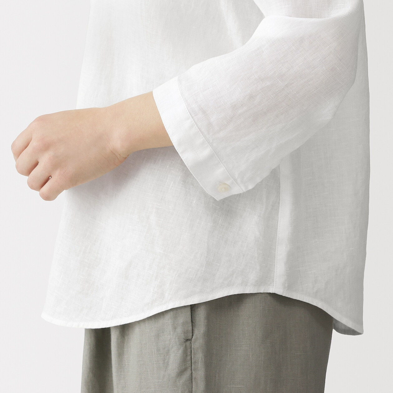 Bluzka lniana z rękawem 3/4  biała