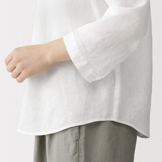 Bluzka lniana z rękawem 3/4  biała