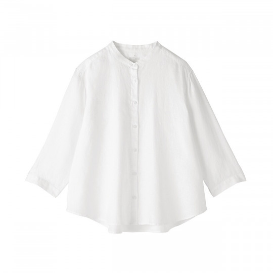 Bluzka lniana z rękawem 3/4  biała