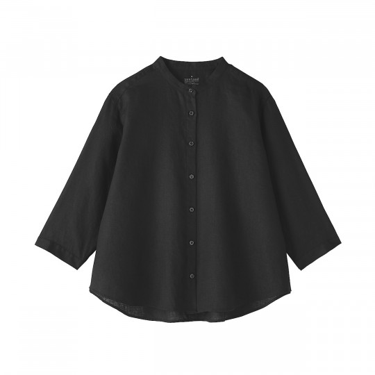 Bluzka lniana z rękawem 3/4  czarna