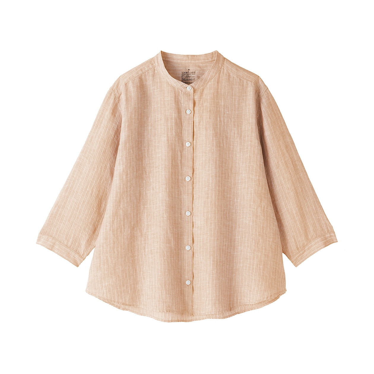 Bluzka lniana z rękawem 3/4 pomarańczowa w paski