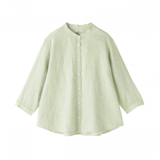 Bluzka lniana z rękawem 3/4 zielona w paski