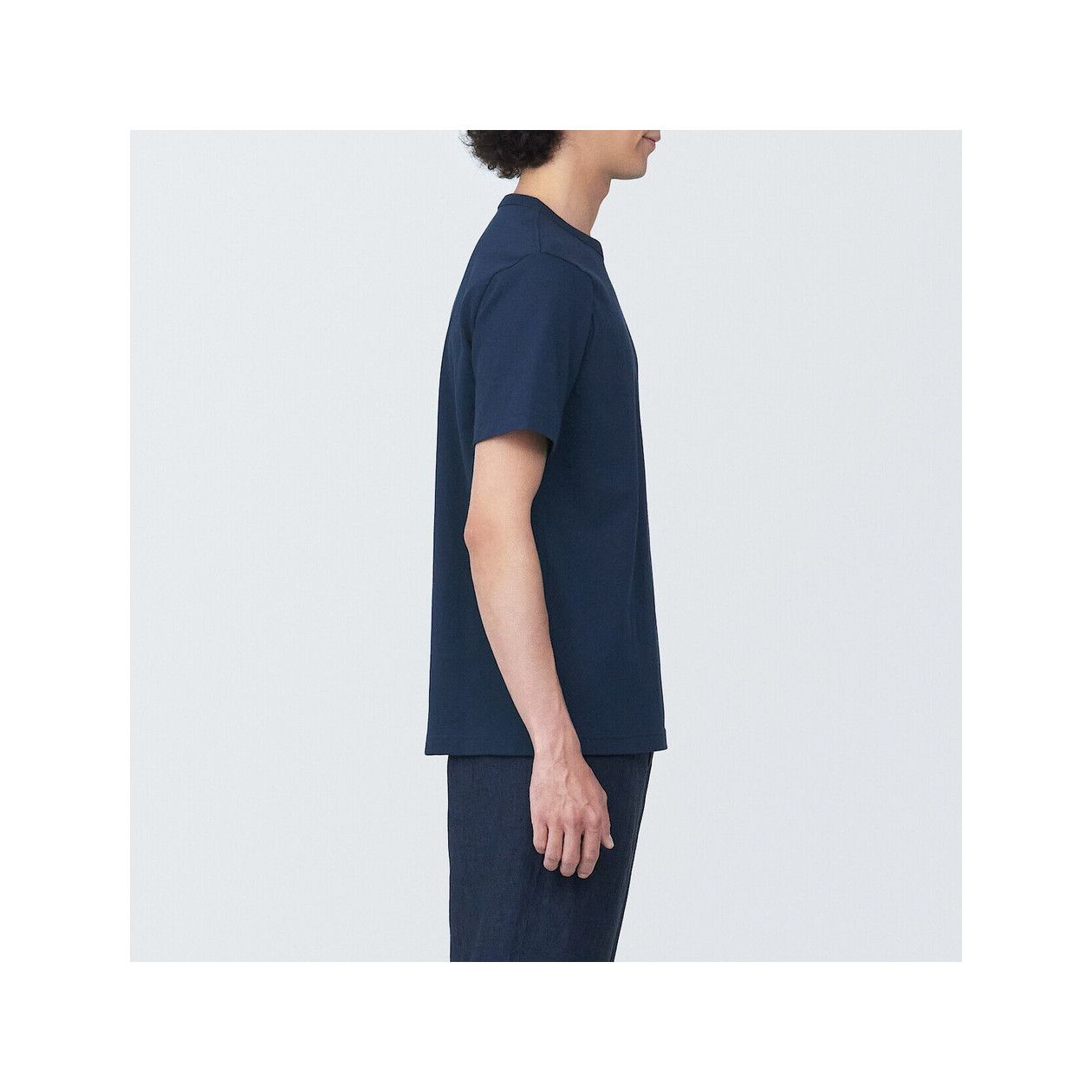 T-shirt z grubo tkanej bawełny granatowy