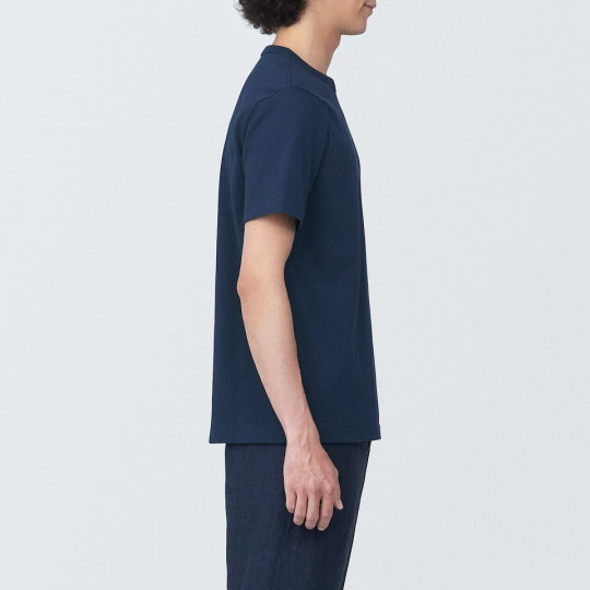 T-shirt z grubo tkanej bawełny granatowy