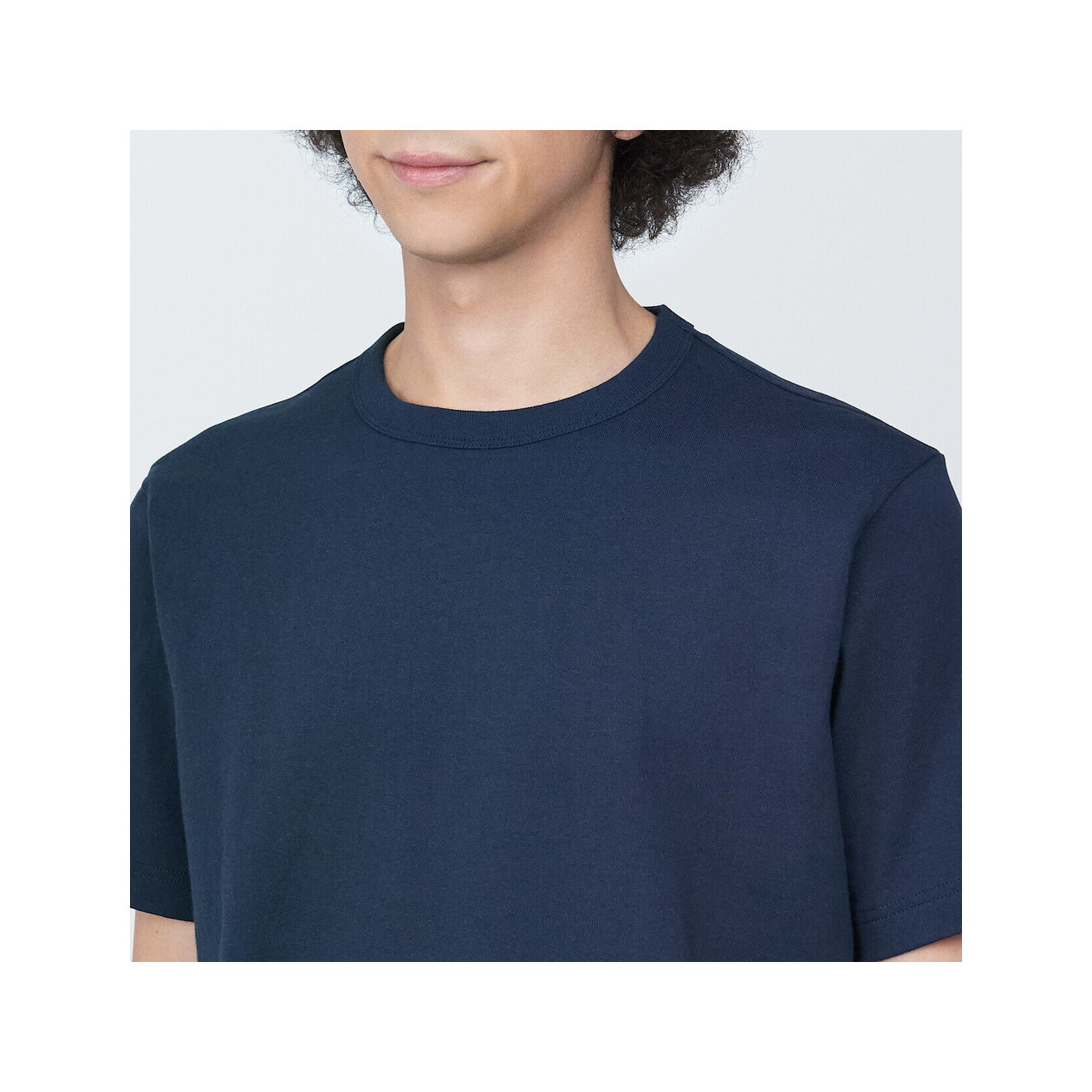 T-shirt z grubo tkanej bawełny granatowy