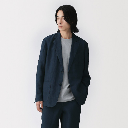 Marynarka lniana granatowa