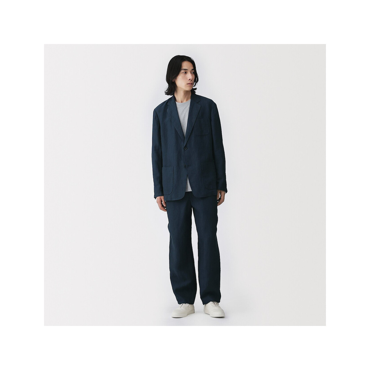 Marynarka lniana granatowa