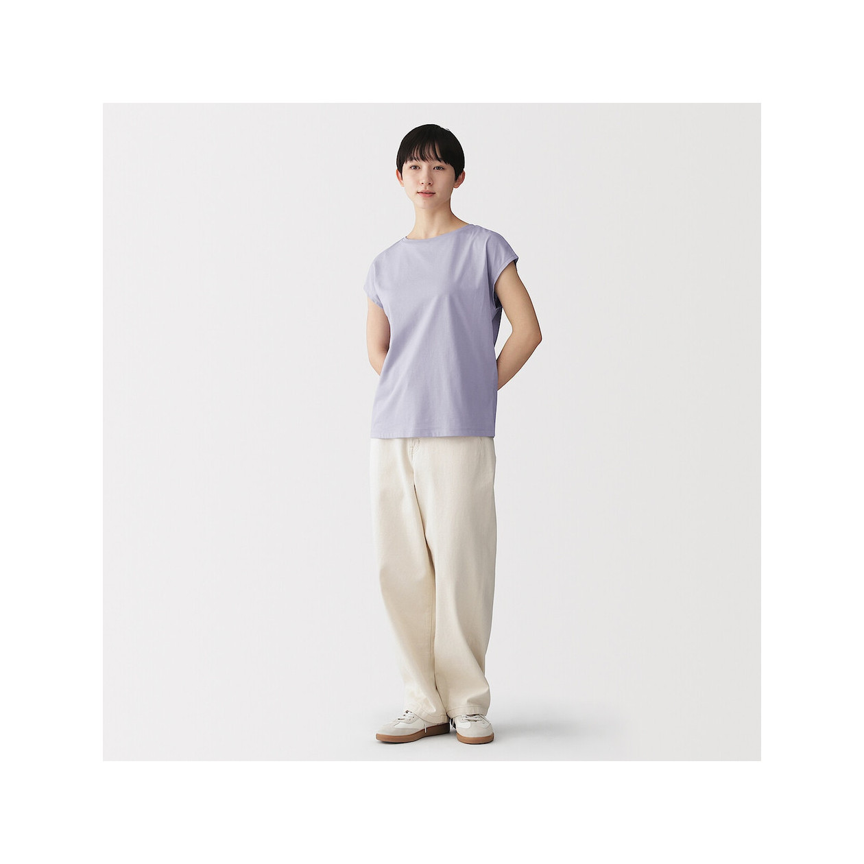 T-shirt french sleeve fioletowy