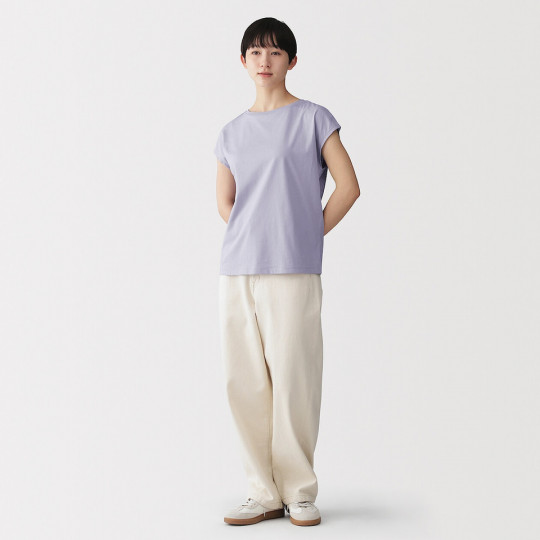 T-shirt french sleeve fioletowy