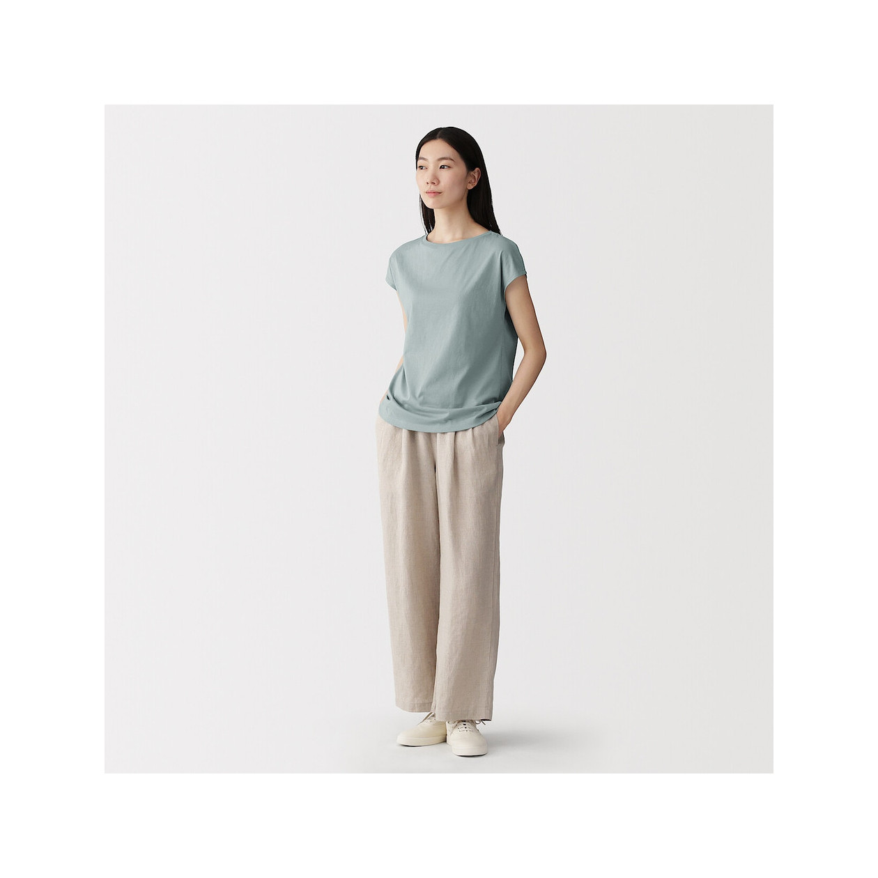 T-shirt french sleeve zielony