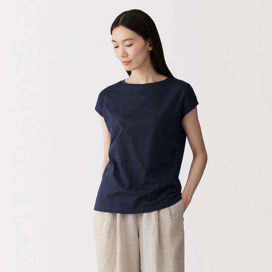 T-shirt french sleeve granatowy