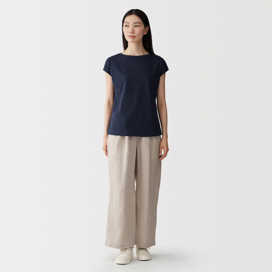 T-shirt french sleeve granatowy