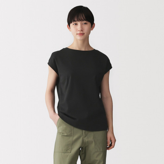 T-shirt french sleeve czarny