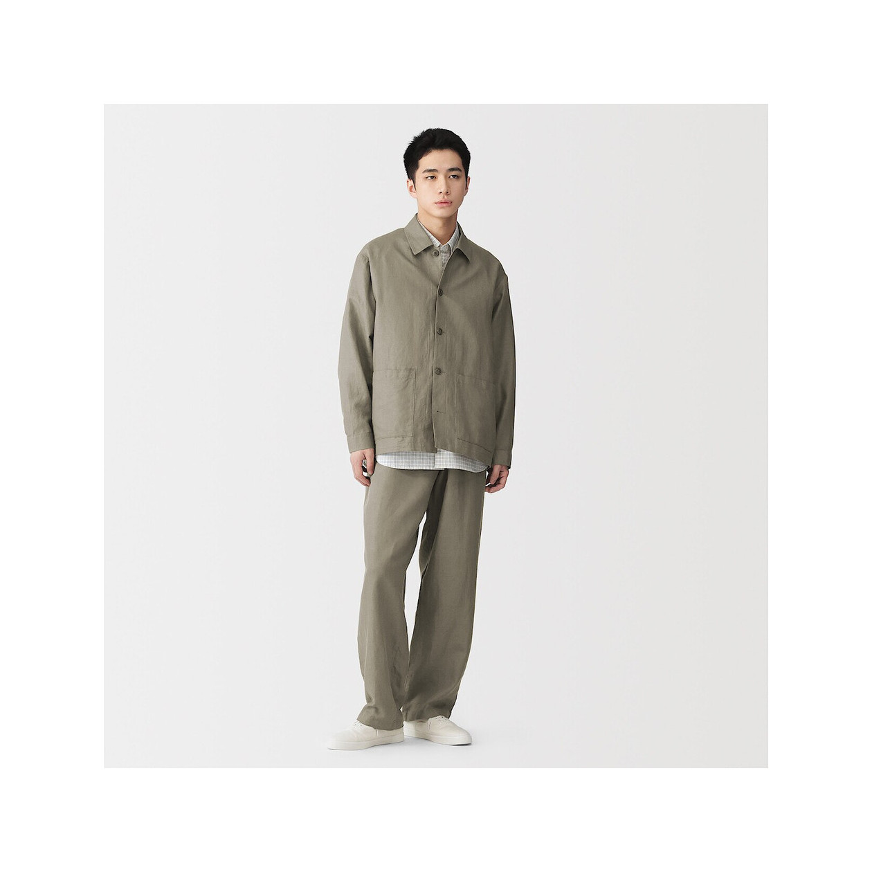 Marynarka koszulowa z włókna konopnego zielona