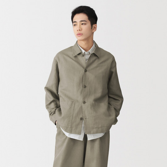 Marynarka koszulowa z włókna konopnego zielona