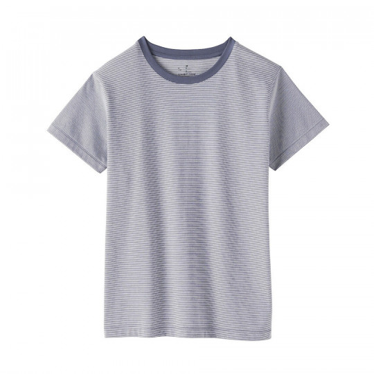 T-shirt w drobne biało niebieskie paski