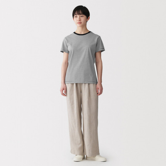 T-shirt w drobne czarno-białe paski