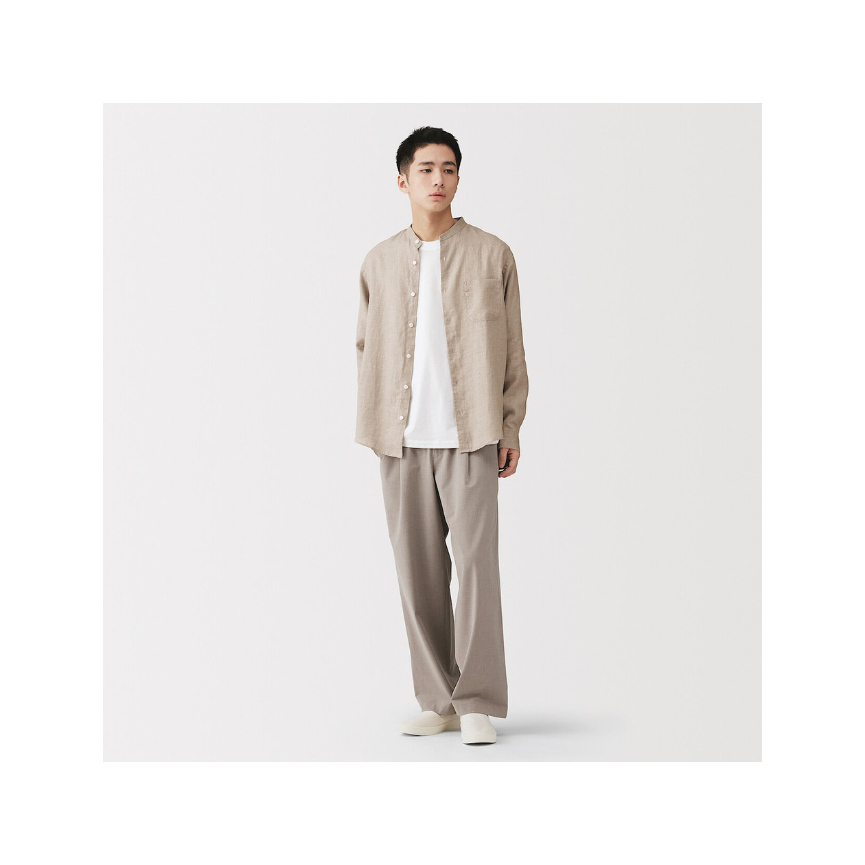 Koszula lniana ze stójką natural