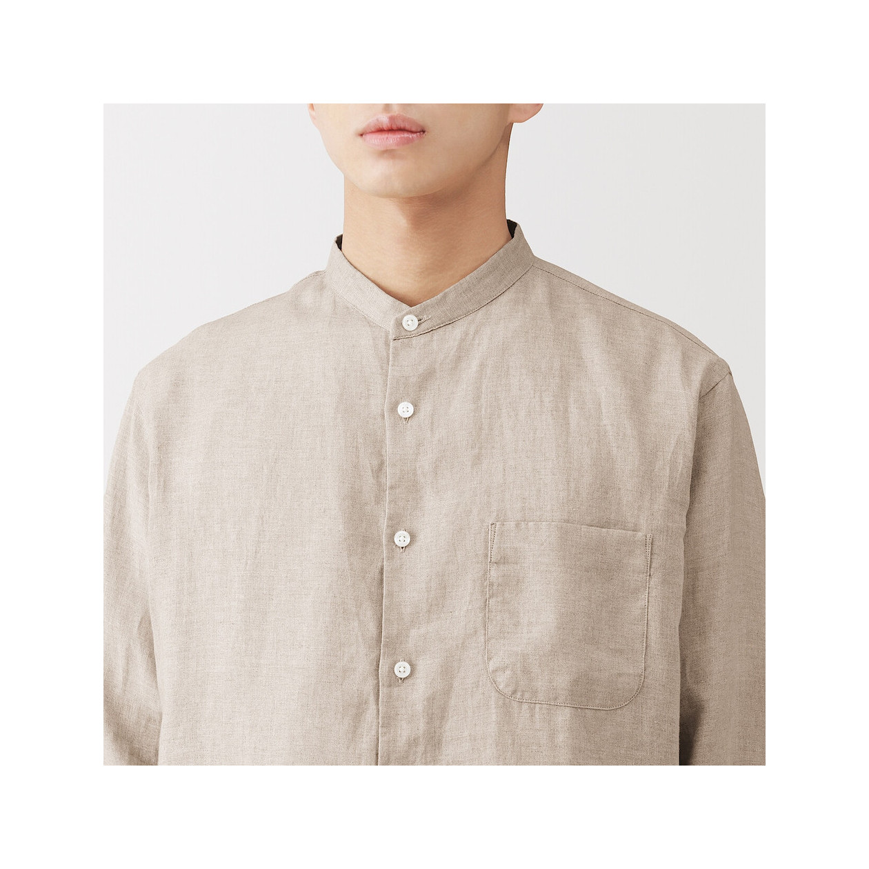 Koszula lniana ze stójką natural