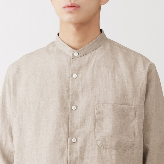 Koszula lniana ze stójką natural
