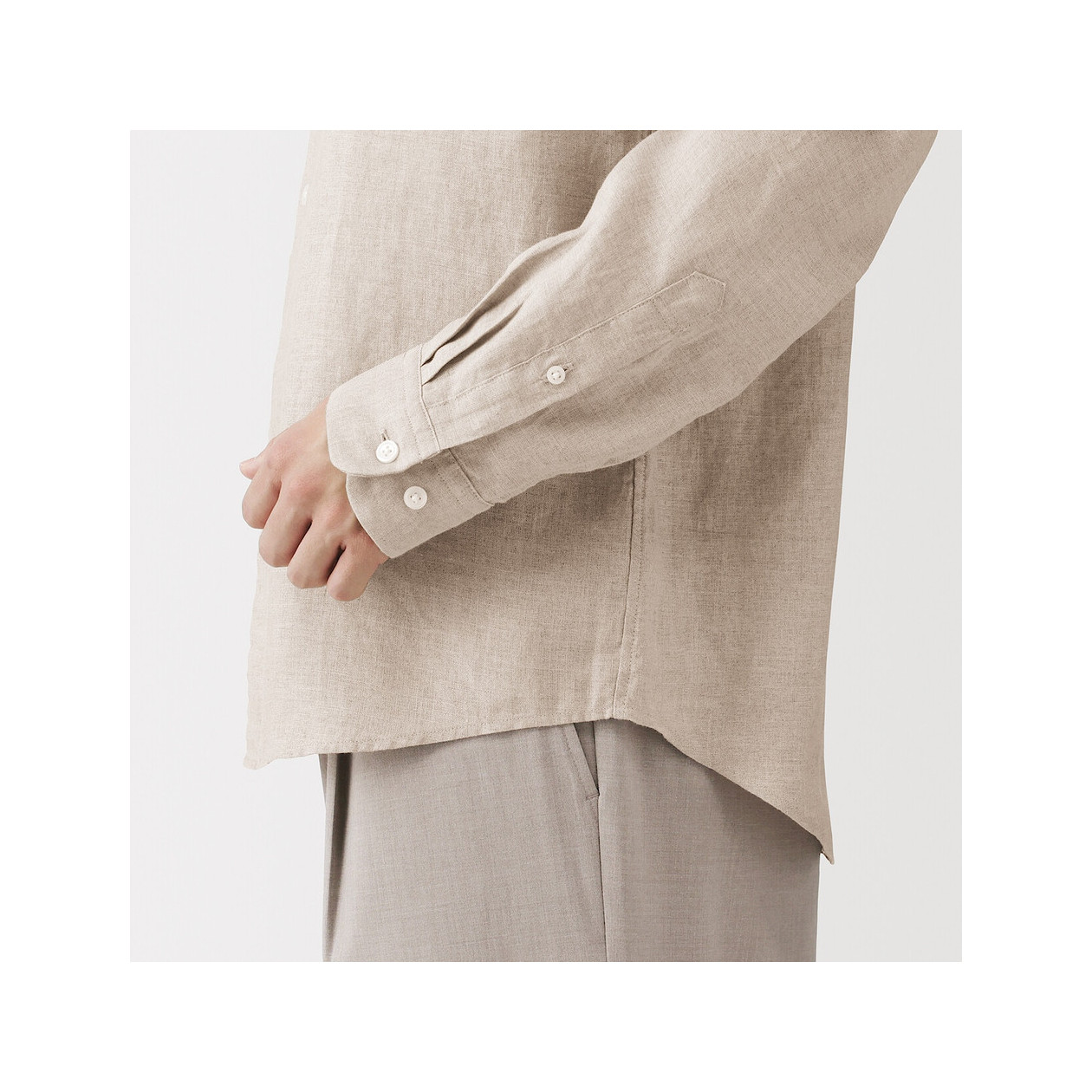 Koszula lniana ze stójką natural
