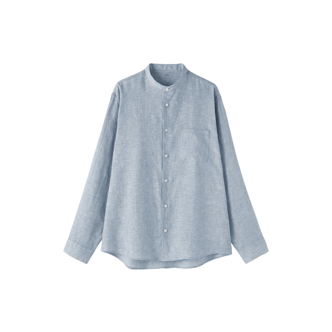 Koszula lniana ze stójką błękitna