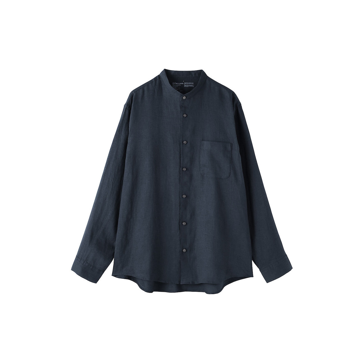 Koszula lniana ze stójką granatowa