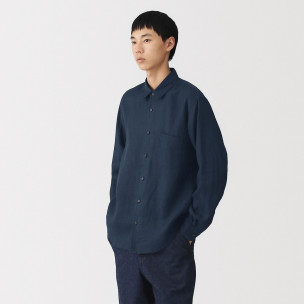 Koszula lniana granatowa