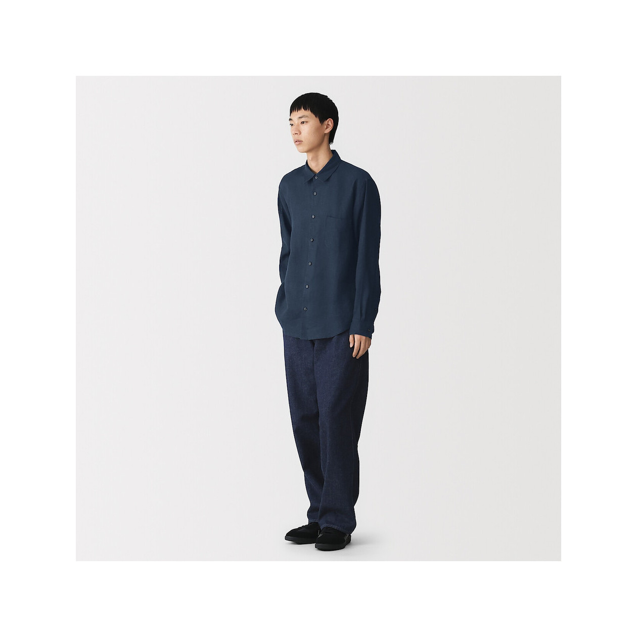 Koszula lniana granatowa