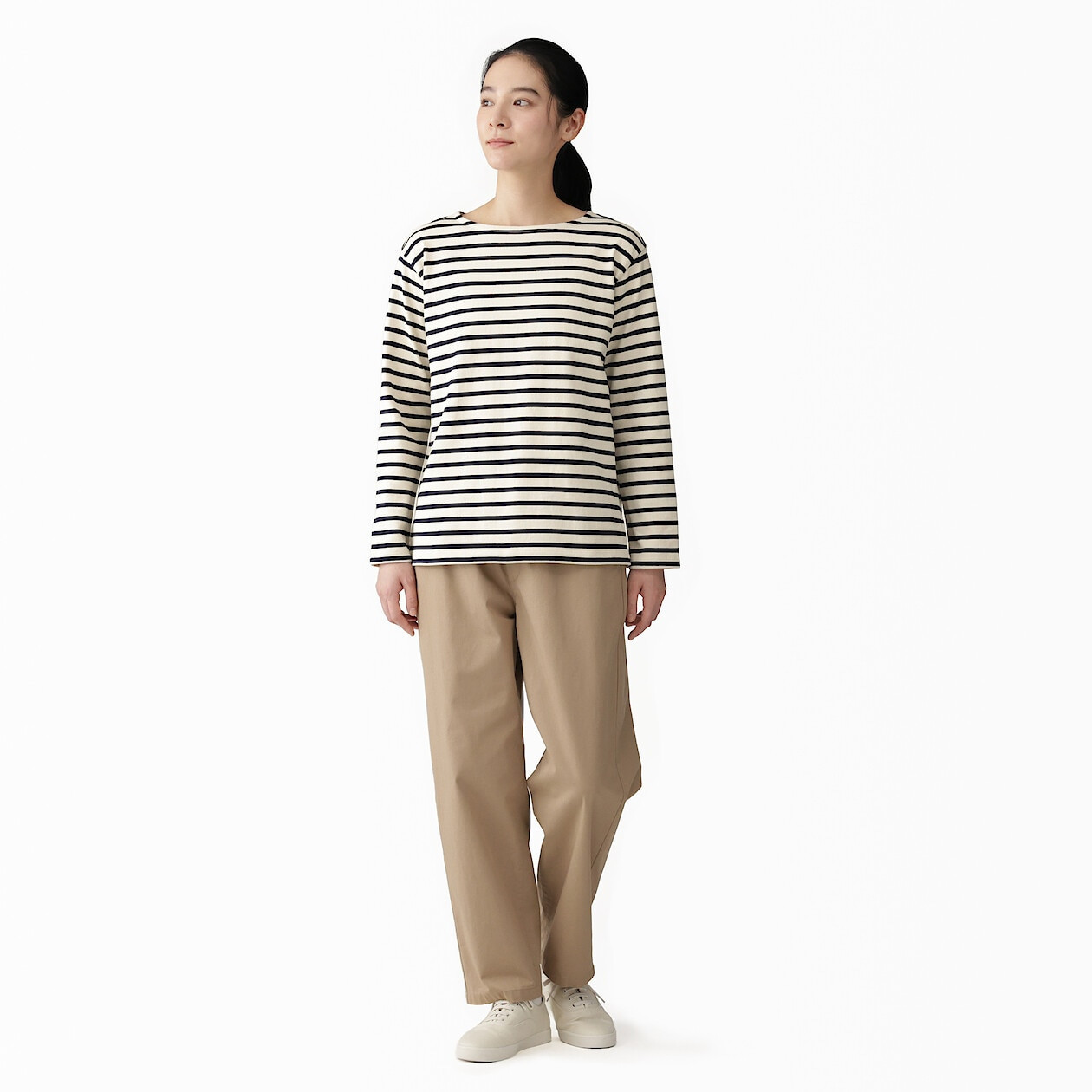 Bluzka z grubo tkanej bawełny z dekoltem w łódkę garantowa w paski