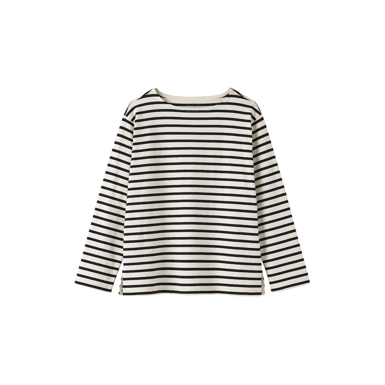 Bluzka z grubo tkanej bawełny z dekoltem w łódkę garantowa w paski