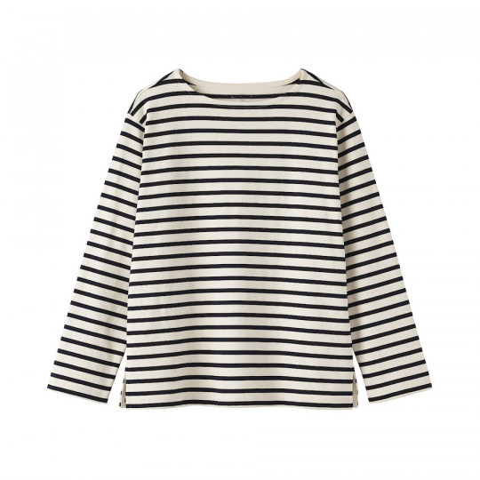 Bluzka z grubo tkanej bawełny z dekoltem w łódkę garantowa w paski