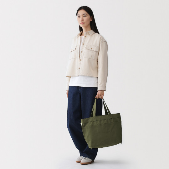 Torba tote bawełniana szeroka khaki