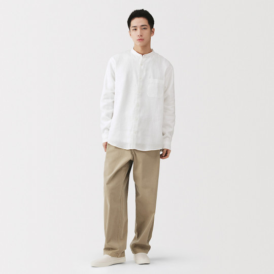 Koszula lniana ze stójką biała