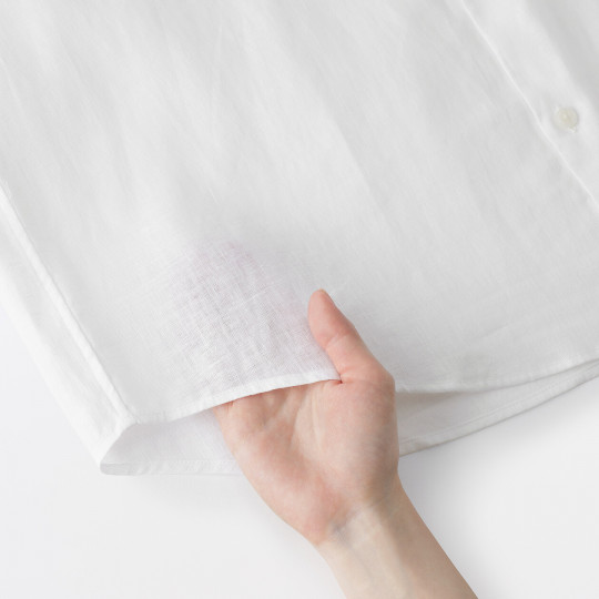 Koszula lniana ze stójką biała