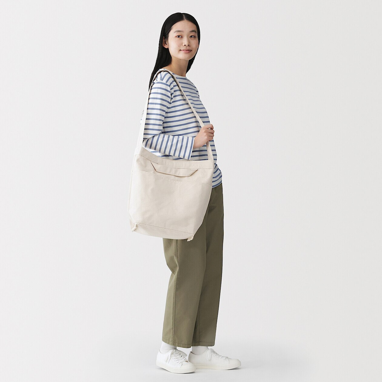 Torba tote bawełniana z długim paskiem natural