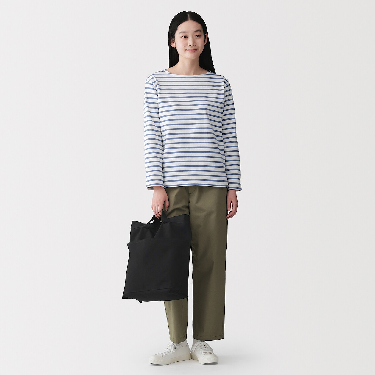 Torba tote bawełniana z długim paskiem czarna