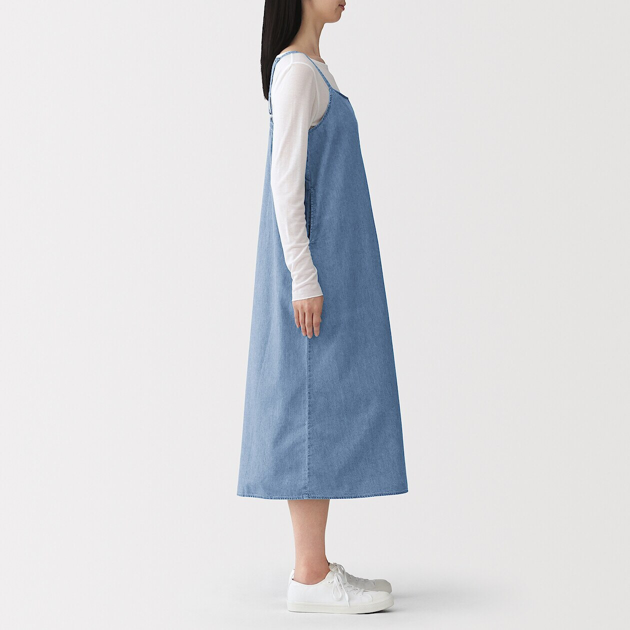 Sukienka na ramiączkach z  kapoku denim niebieska