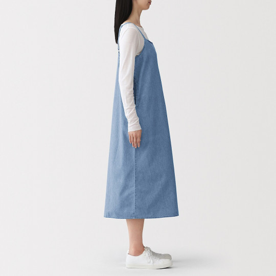 Sukienka na ramiączkach z  kapoku denim niebieska