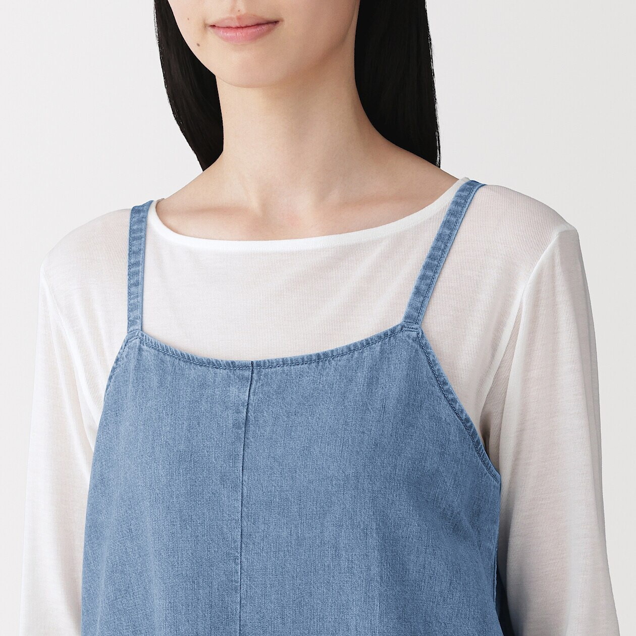 Sukienka na ramiączkach z  kapoku denim niebieska