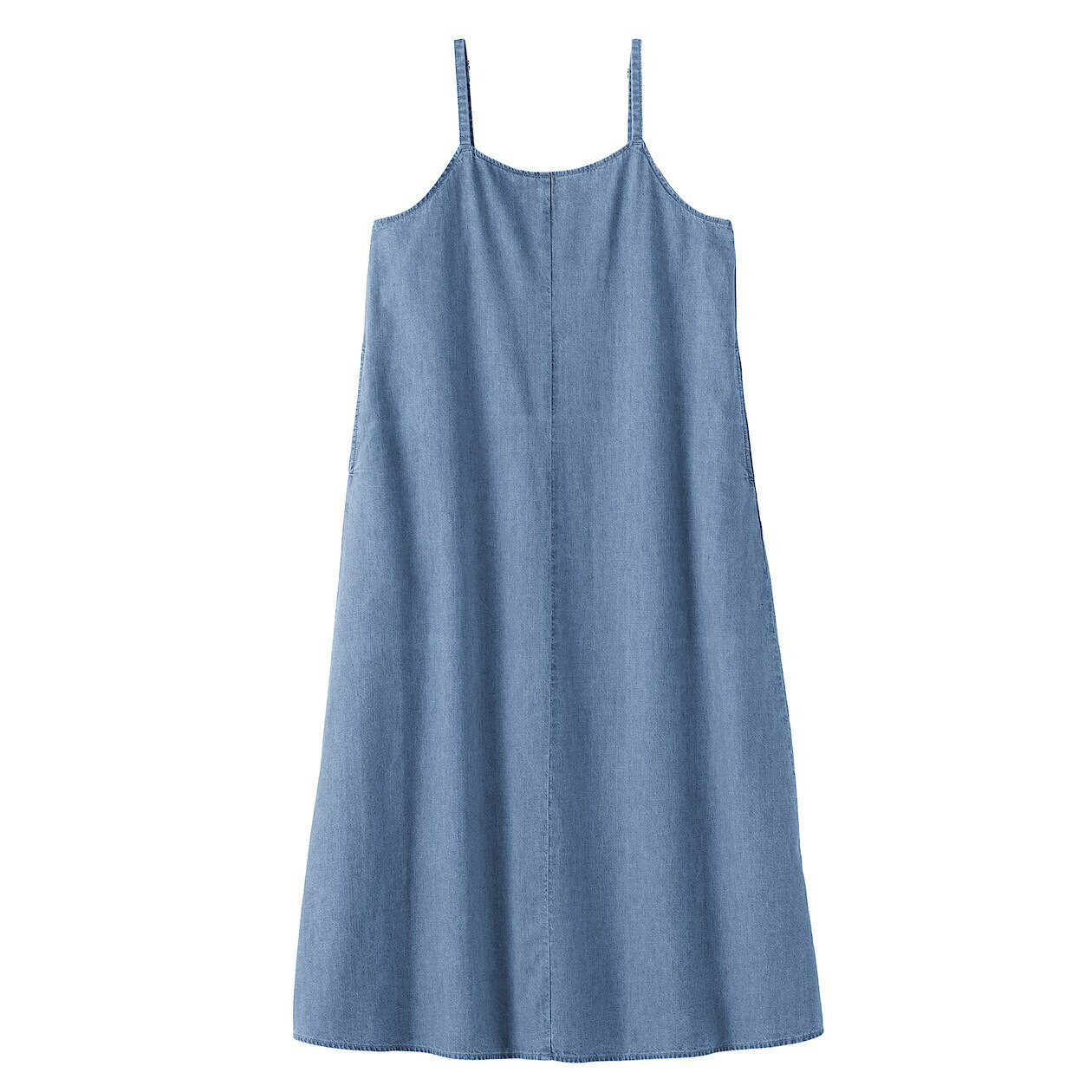 Sukienka na ramiączkach z  kapoku denim niebieska