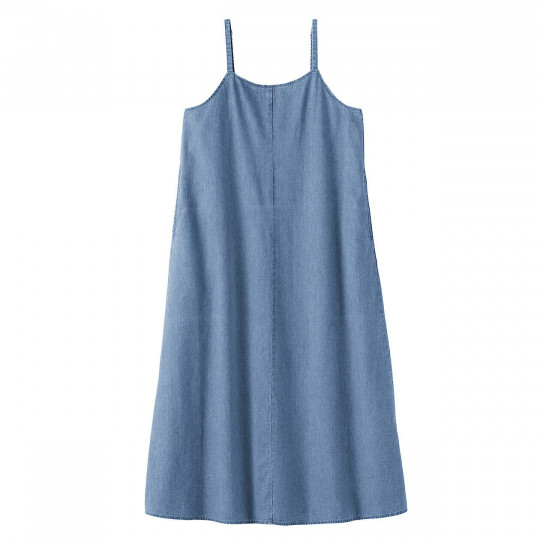Sukienka na ramiączkach z  kapoku denim niebieska