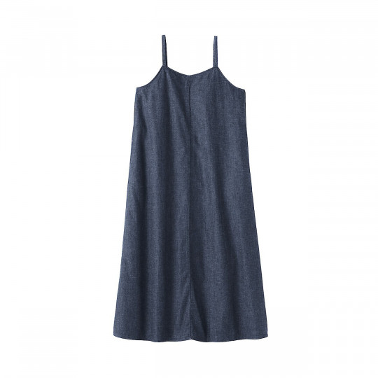 Sukienka na ramiączkach z  kapoku denim granatowa