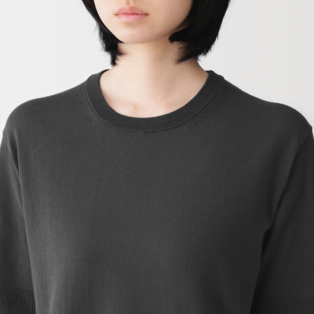 Sweter cienki z krótkim rękawem szary