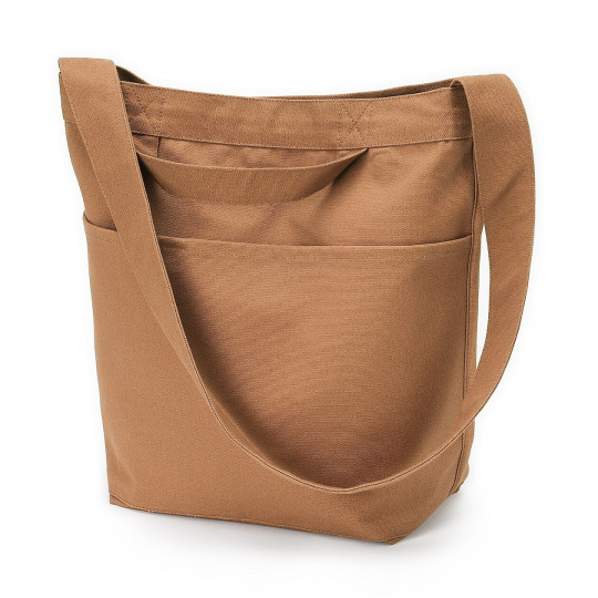 Torba tote bawełniana z długim paskiem camel