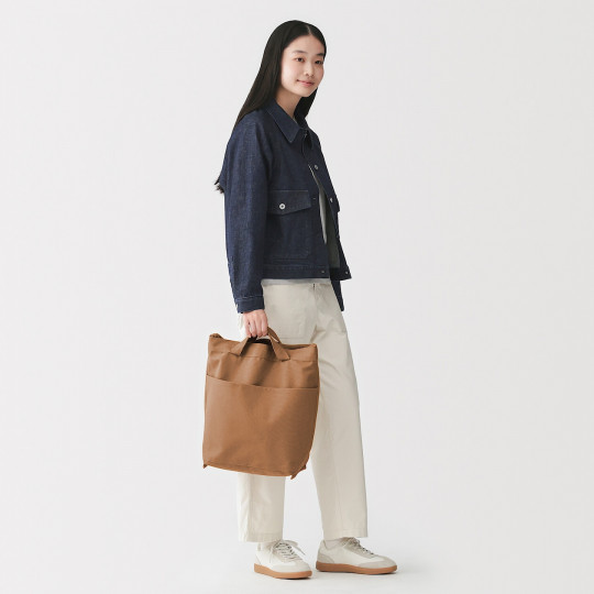 Torba tote bawełniana z długim paskiem camel
